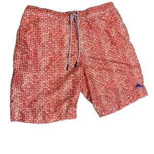 Orange Patterned Swim Shorts